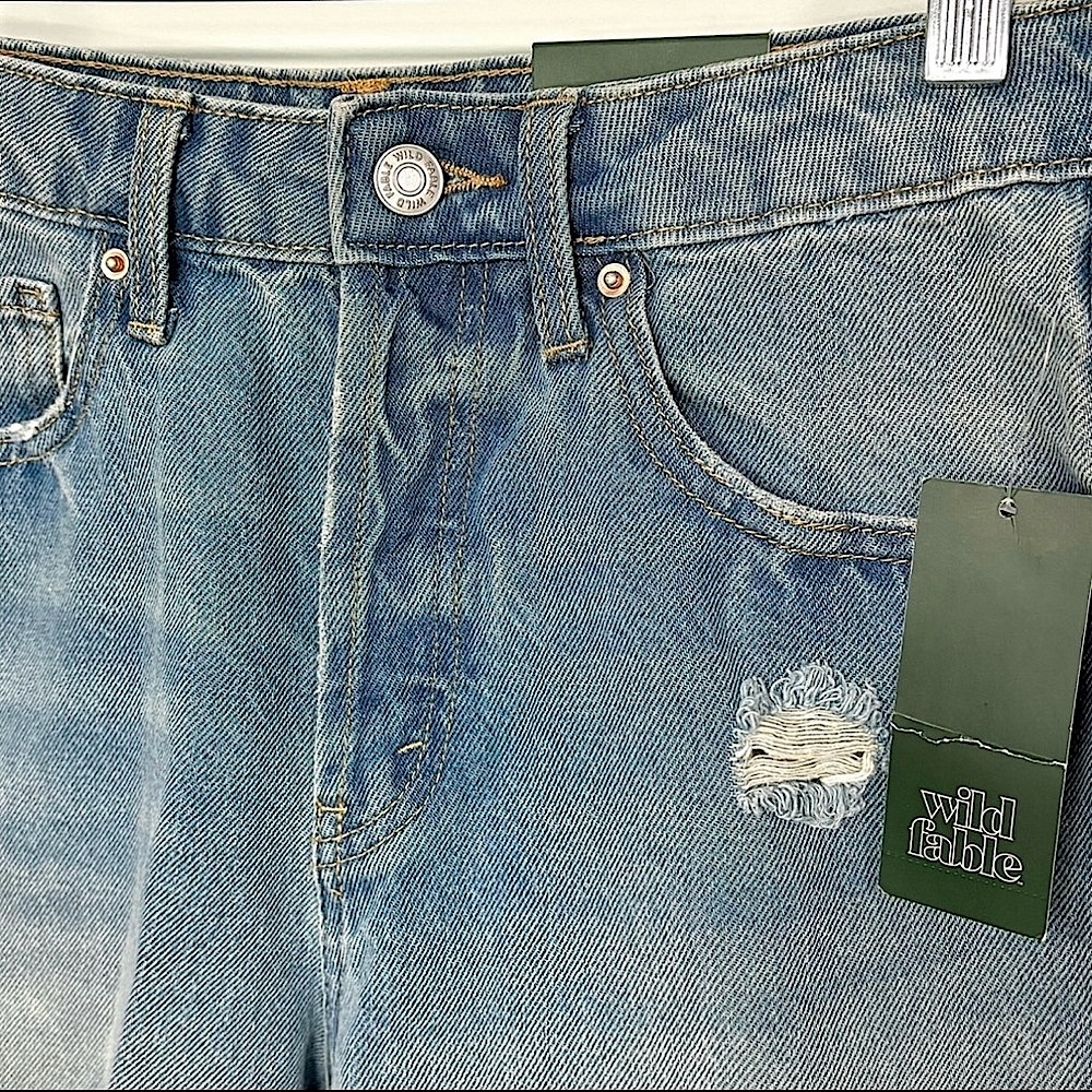 Wild Fable High Rise Wide Leg Bermuda Jean Shorts Size 2/26 New Sale - Picture 3 of 9